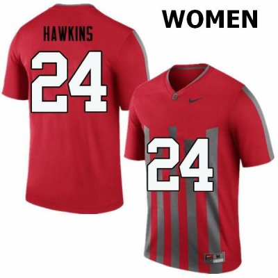 Women's Ohio State Buckeyes #24 Kierre Hawkins Throwback Nike NCAA College Football Jersey Official UMY0744FU